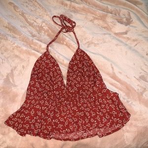 Maroon halter top, crop top